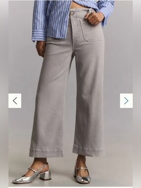 NWT Anthropologie Maeve The Denim Colette Cropped Wide-Leg Jeans 31 Gray